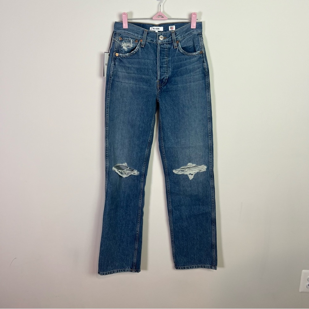 Re/Done 90s High Rise Loose Washed Indigo Ripped Denim Jeans New Size 25 Women